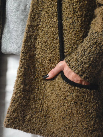 Tan Boucle Knit Cardigan