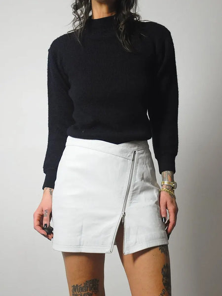 90's Asymmetric Zipper Leather skirt