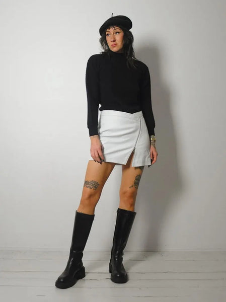 90's Asymmetric Zipper Leather skirt