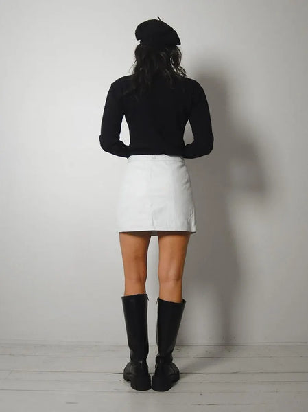 90's Asymmetric Zipper Leather skirt