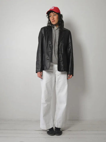y2k Soft Black Leather Jacket