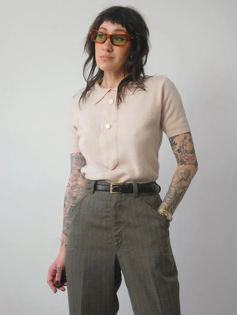 1950's Blush Cropped Sweater