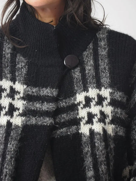 1980's Plaid Wool Sweater Coat