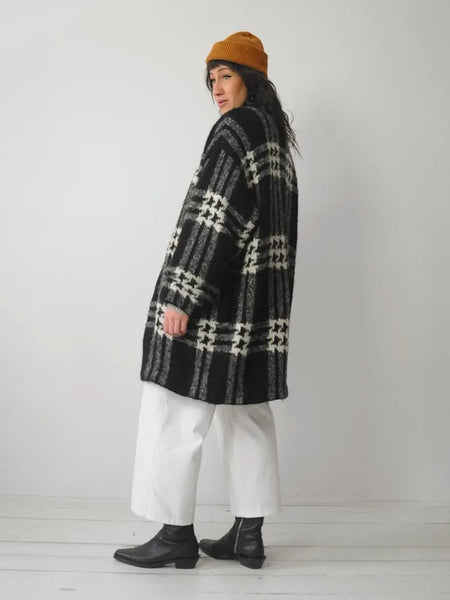 1980's Plaid Wool Sweater Coat