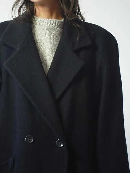 1980's Black Wool Menswear Coat