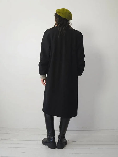 1980's Black Wool Menswear Coat