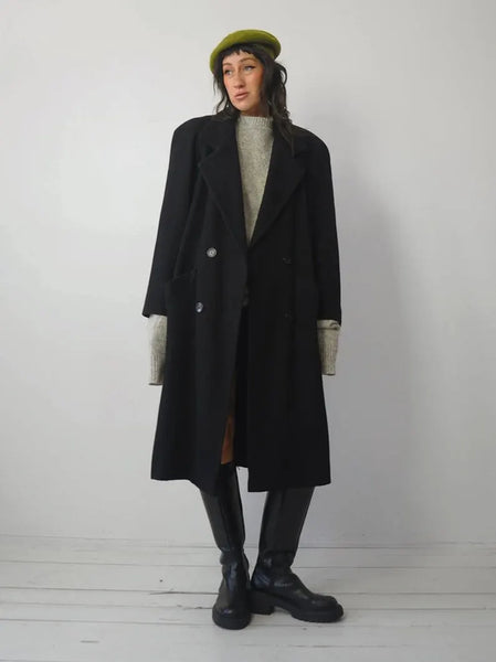 1980's Black Wool Menswear Coat