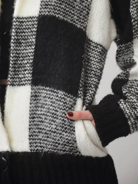 1980's Plaid Knit Cardigan Sweater