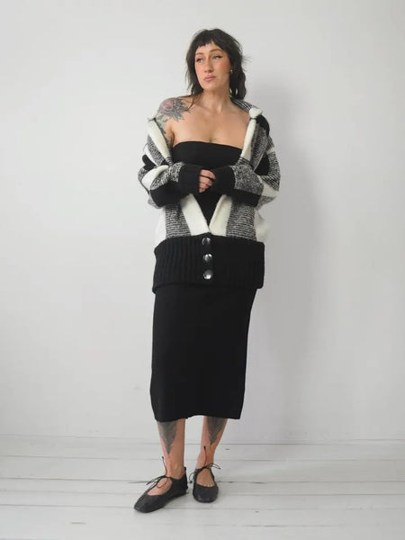 1980's Plaid Knit Cardigan Sweater