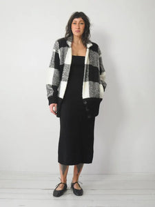 1980's Plaid Knit Cardigan Sweater