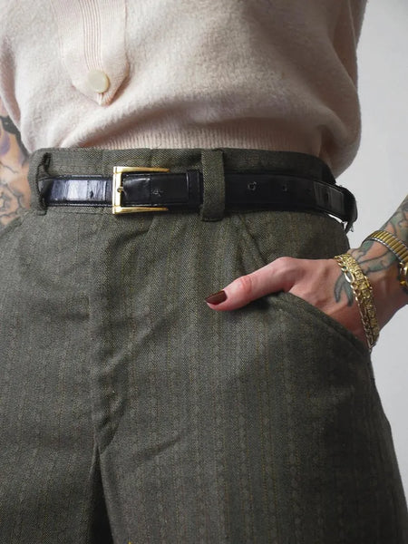 1970's Green Flared Trousers 34x31.5