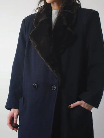 1980's Navy Wool Menswear Coat