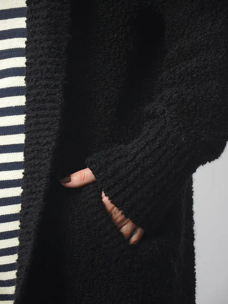 1980's Black Boucle Cardigan Coat