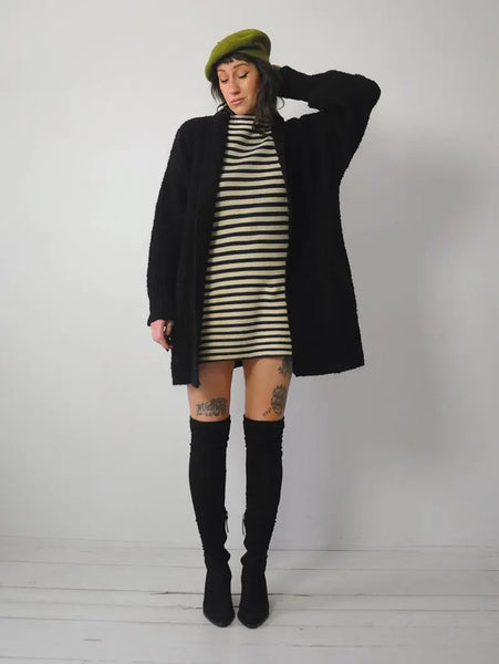 1980's Black Boucle Cardigan Coat