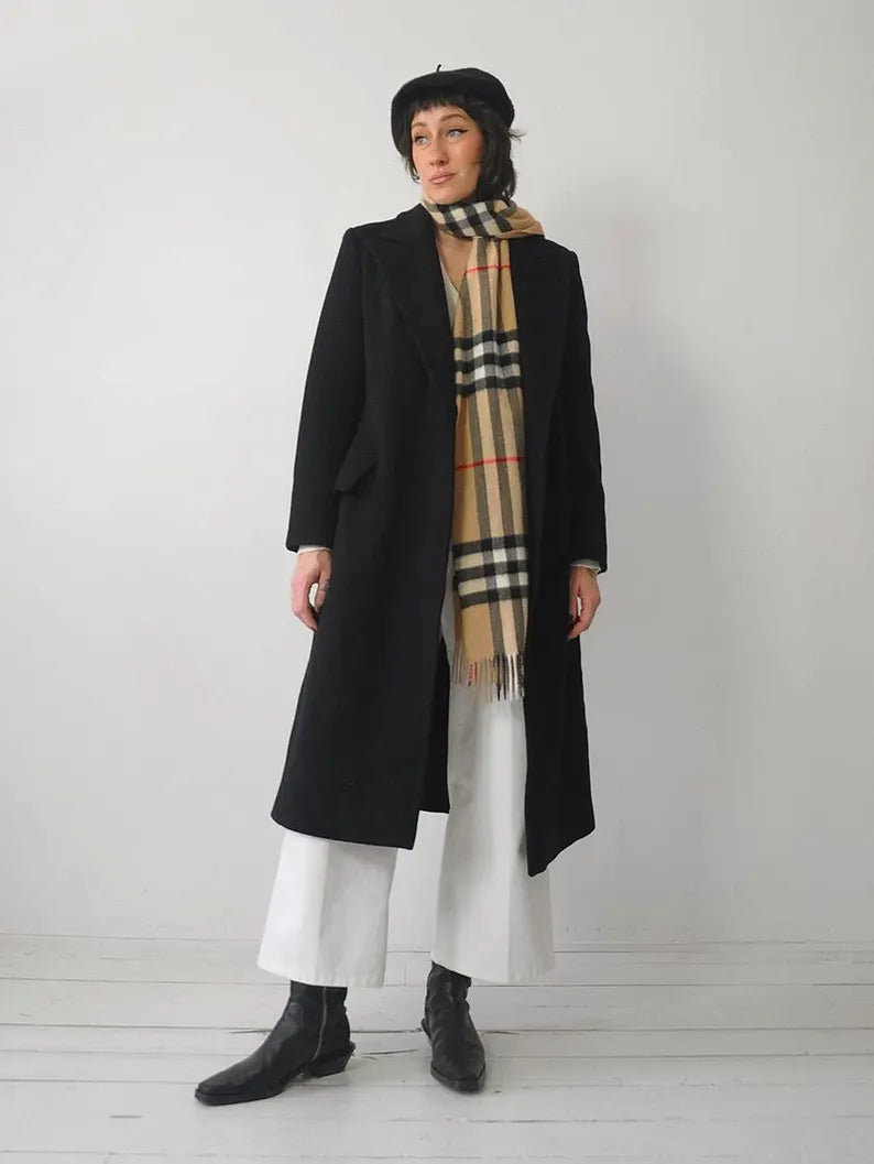 70's Black Wool Minimalist Coat