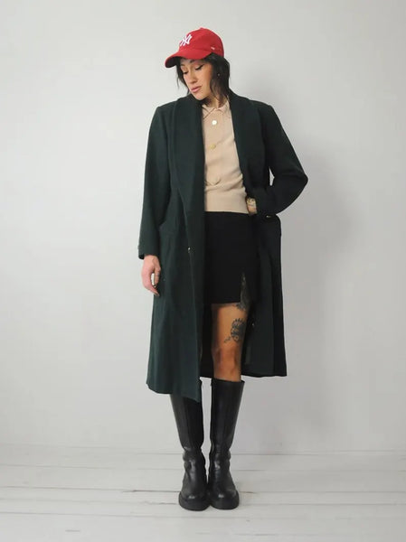 1980's Hunter Green Wool Peacoat