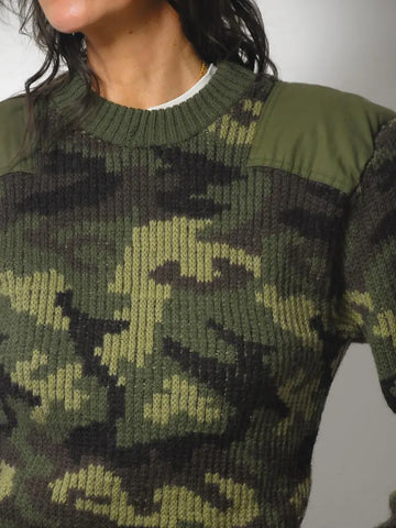 1970's Camo Ribbed wool Sweater