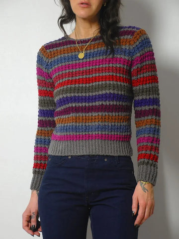 1980's Textured Rainbow Stripe Sweater