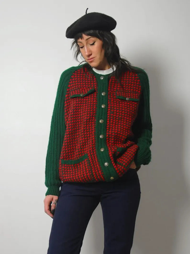 1980's Handknit Houndstooth Sweater