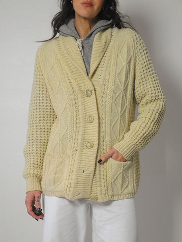 1980's Irish Fisherman's Wool Cardigan