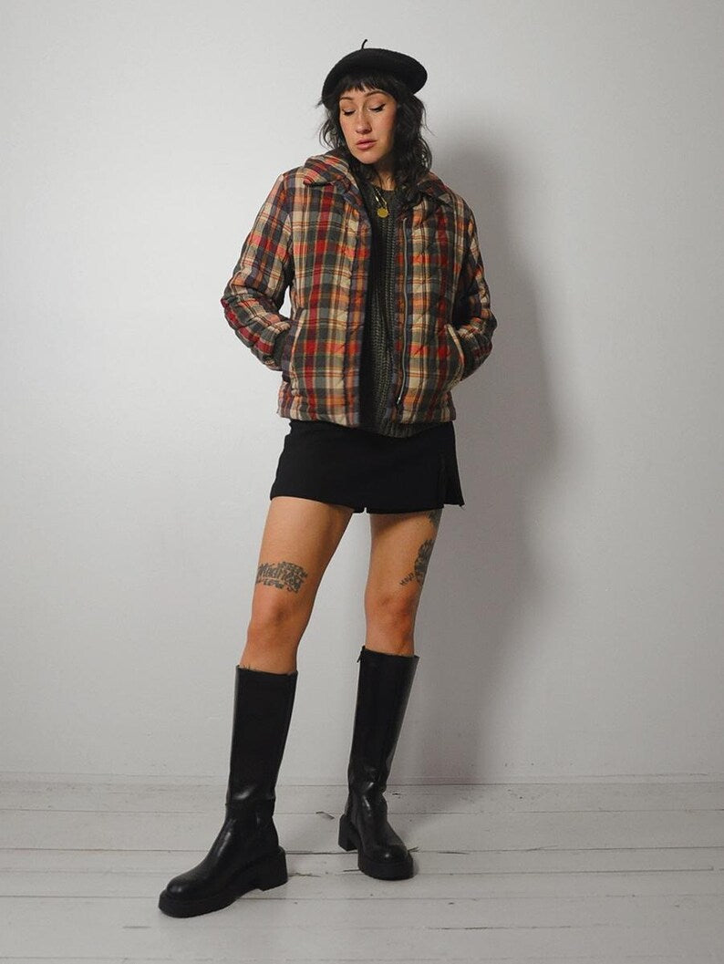 1970's Plaid Quilted Jacket