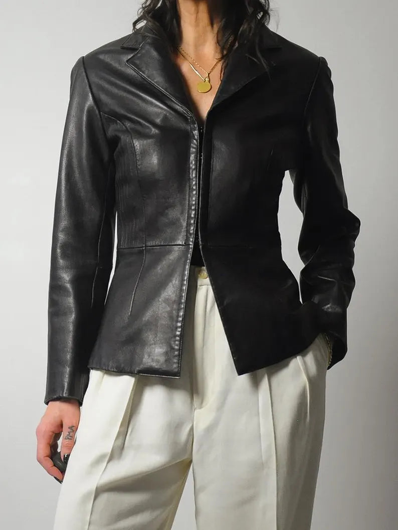 Fitted Black Leather Jacket