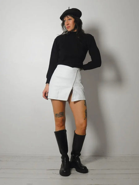 90's Asymmetric Zipper Leather skirt