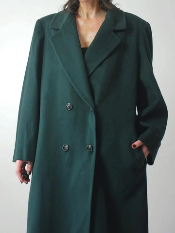 1980's Forest Green Wool Peacoat