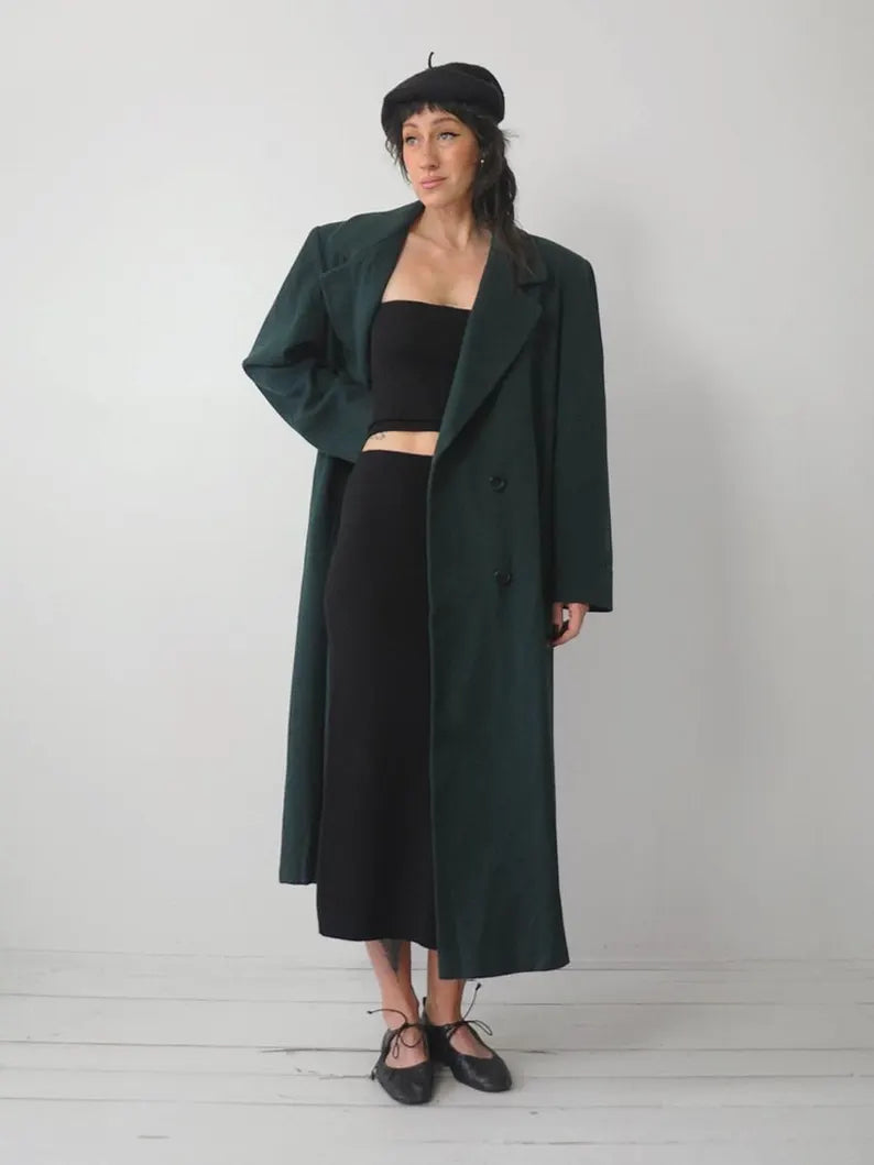 1980's Forest Green Wool Peacoat