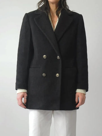 1980's Charcoal Wool Peacoat