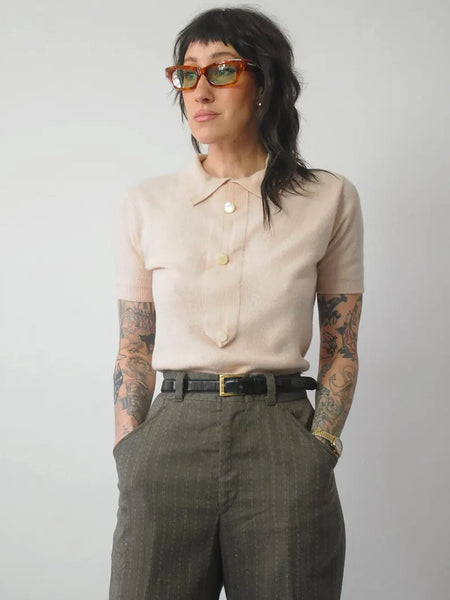 1950's Blush Cropped Sweater