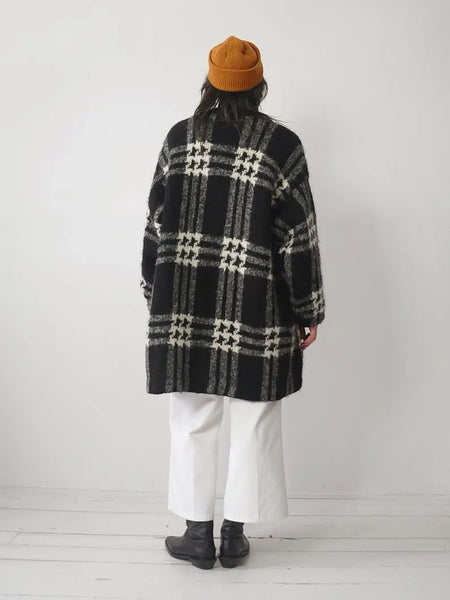 1980's Plaid Wool Sweater Coat