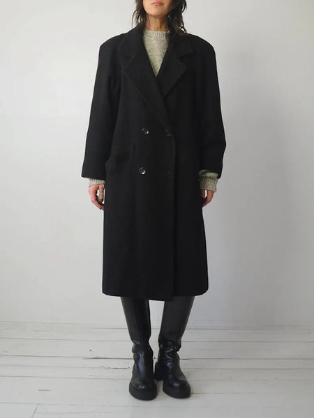 1980's Black Wool Menswear Coat