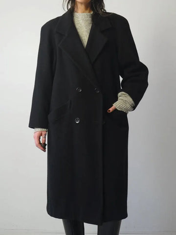 1980's Black Wool Menswear Coat