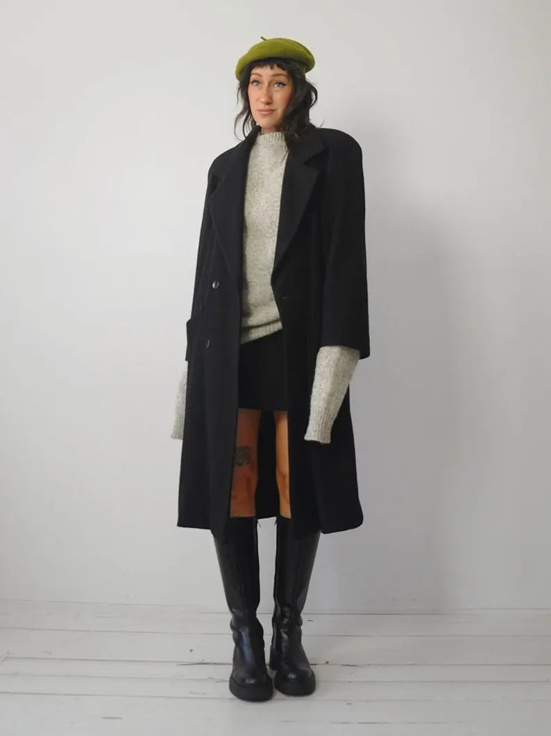 1980's Black Wool Menswear Coat