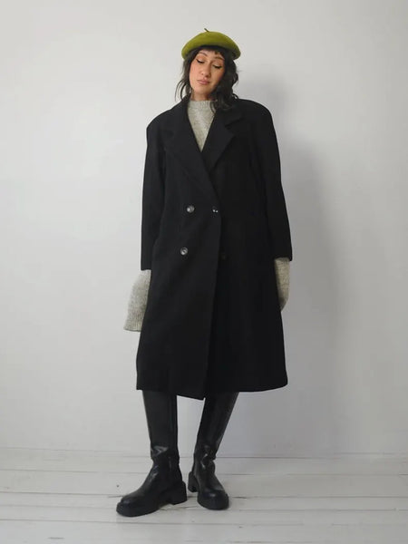 1980's Black Wool Menswear Coat