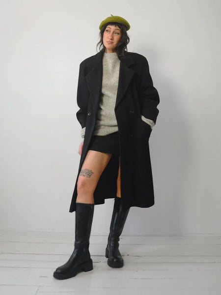 1980's Black Wool Menswear Coat