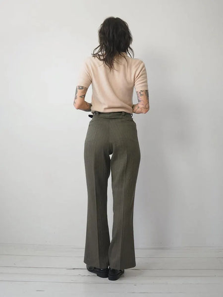 1970's Green Flared Trousers 34x31.5