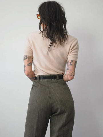 1970's Green Flared Trousers 34x31.5