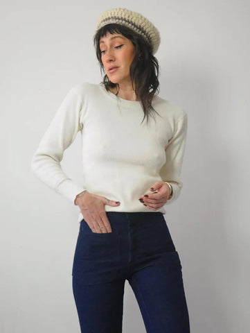 1970's Ivory Waffle Knit Thermal
