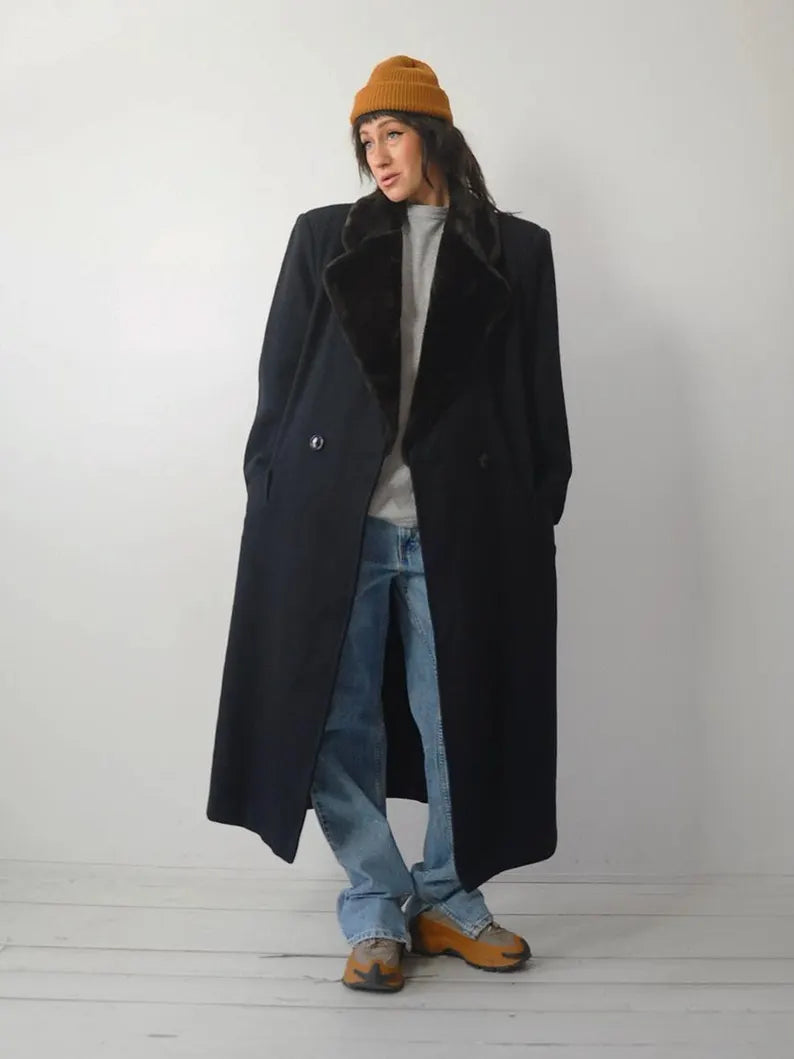1980's Navy Wool Menswear Coat