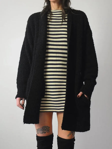 1980's Black Boucle Cardigan Coat