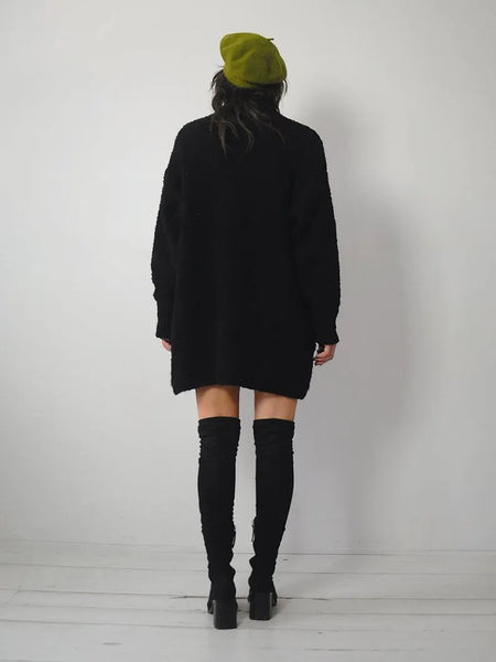 1980's Black Boucle Cardigan Coat