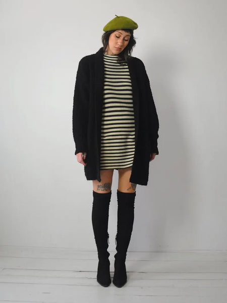 1980's Black Boucle Cardigan Coat