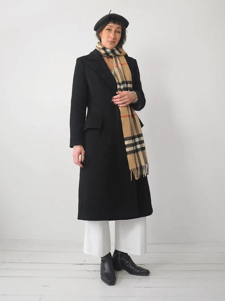 70's Black Wool Minimalist Coat