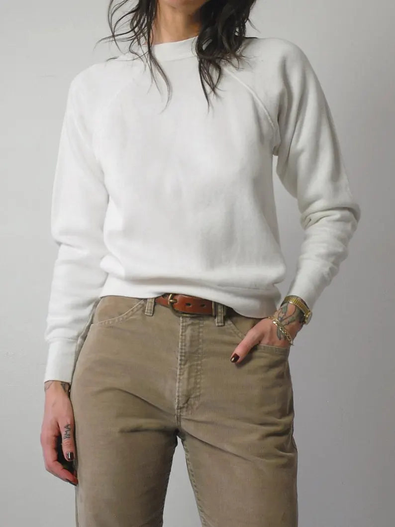 80's Blank White Crewneck