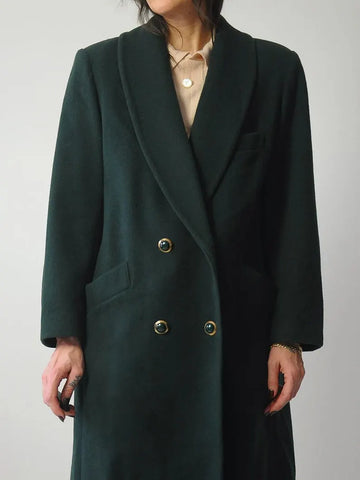 1980's Hunter Green Wool Peacoat