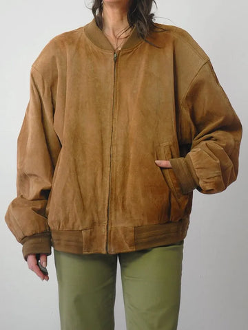 90's Oversized Suede Bomber