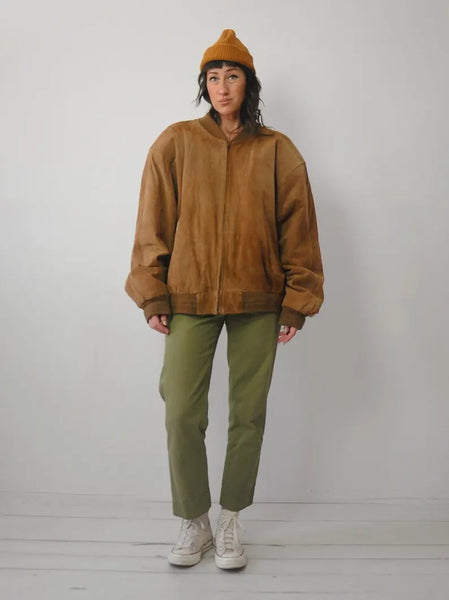 90's Oversized Suede Bomber