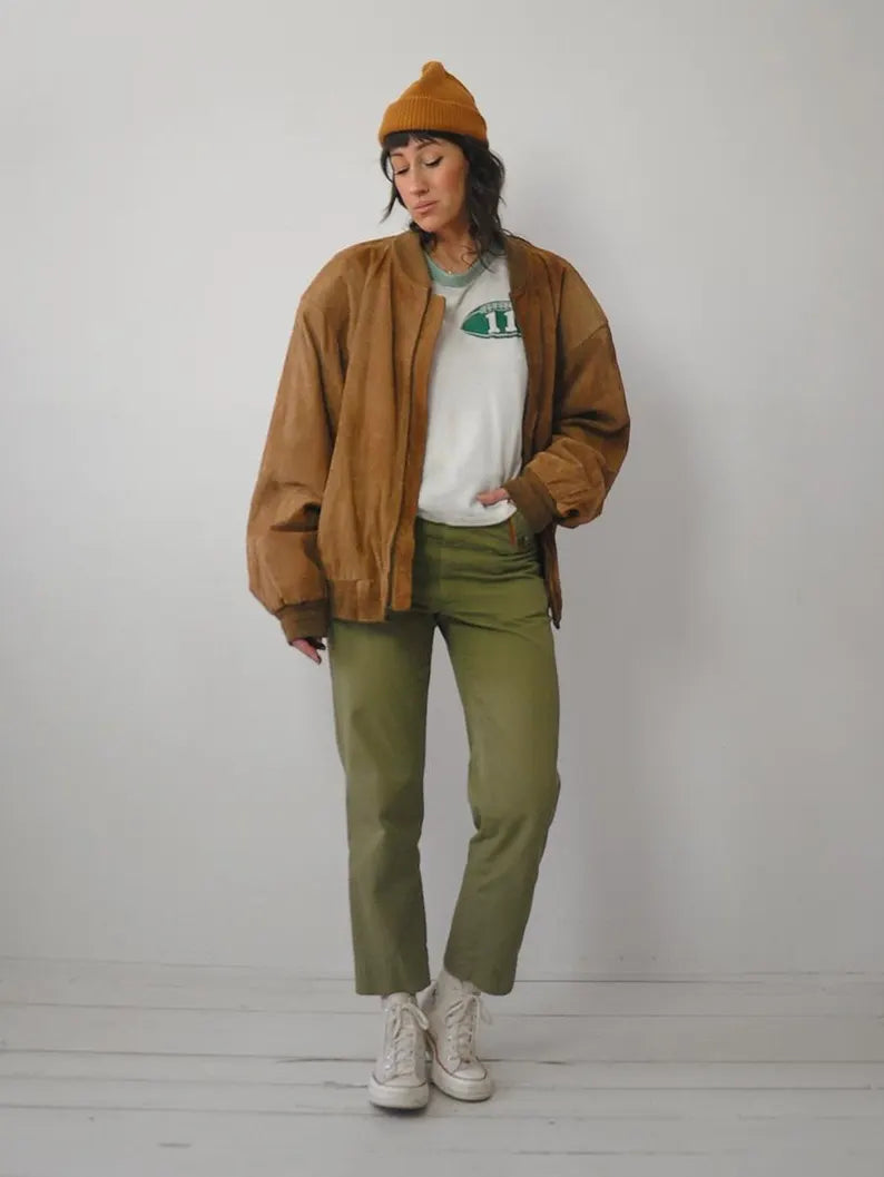 90's Oversized Suede Bomber